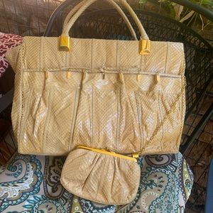 Judith Leiber Rare snakeskin xl tote with pouch
